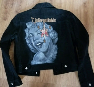 Women Marilyn Monroe Leather Suede Hand Painted